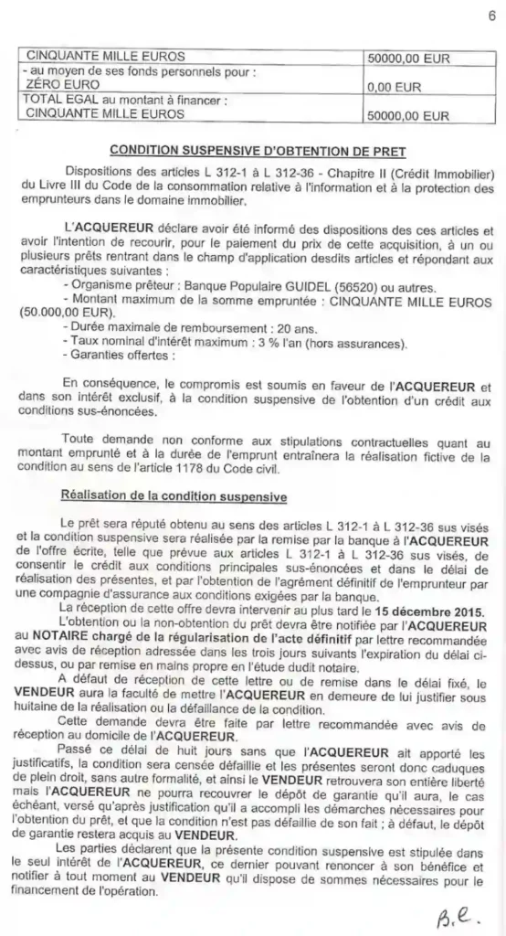 Conditions suspensives compromis de vente